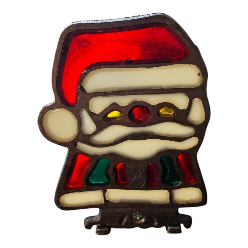 Stained Glass‎ Iron Santa Candle Holder